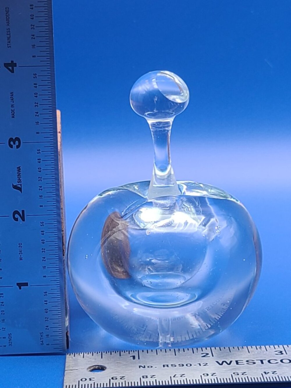 Vintage Clear Glass Apple Art Glass Perfume Bottle with Stopper Unbranded - Picture 8 of 8